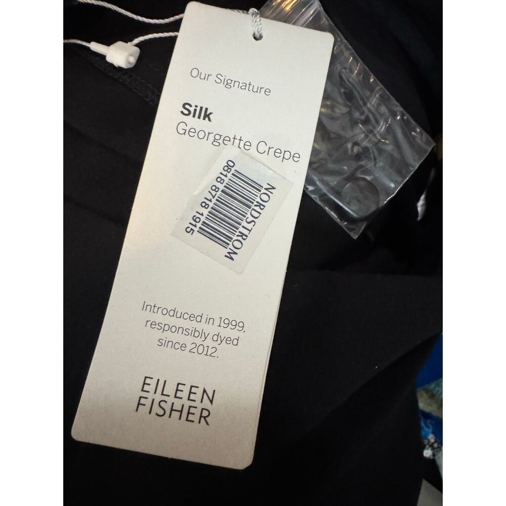 EILEEN FISHER Silk Georgette Crepe NWT $298 Straight Racing Stripe Pants Size 2 - Picture 9 of 9